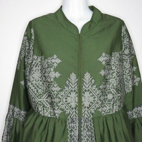 Anthropologie Konrad Joseph Semi Sheer Peasant Blouse M Green Gray Boho Chic - Picture 1 of 9